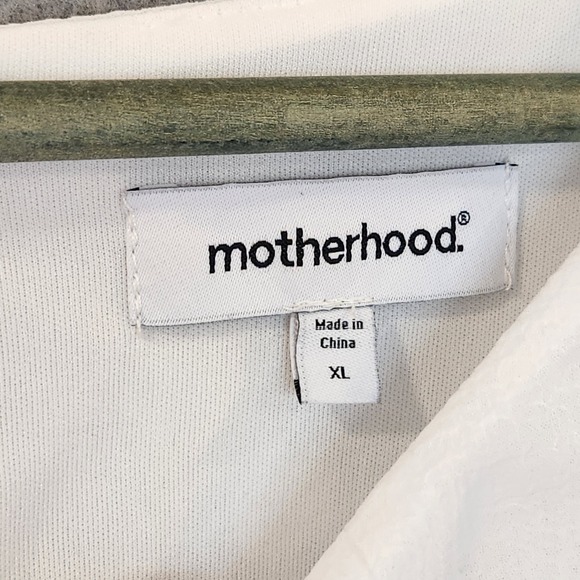 Motherhood Maternity White Swiss Dot Dress XL Ruffle Flutter Sleeve Baby Shower - Picture 2 of 12